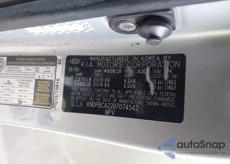 2011 Kia Sportage Lx from USA, damaged, VIN KNDPBCA22B7074542